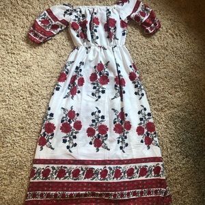 Summer Floral off-the-shoulder midi dress, no brand, size M estimate